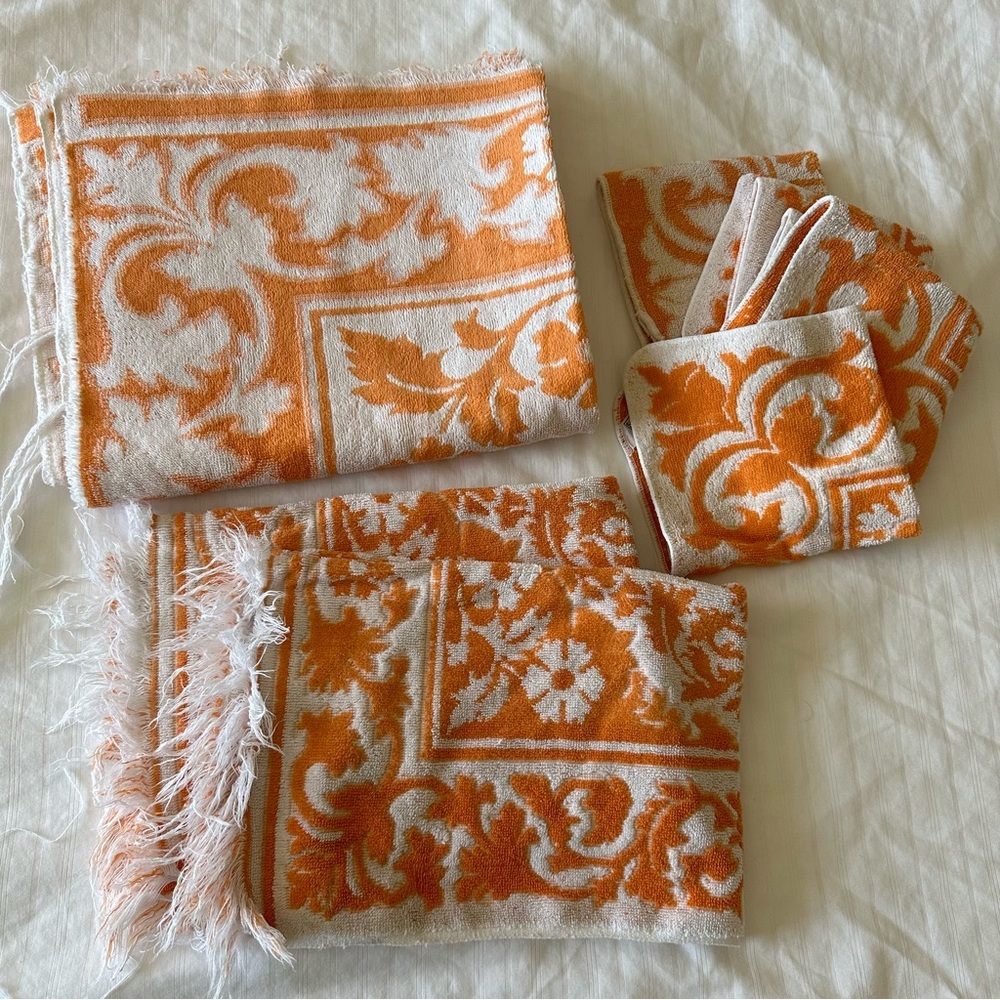 Vintage Sears Drylon Towel Set - Orange
